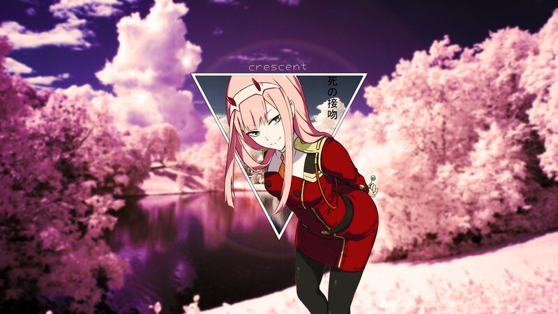 Anime Girl in Red Coat — Pink