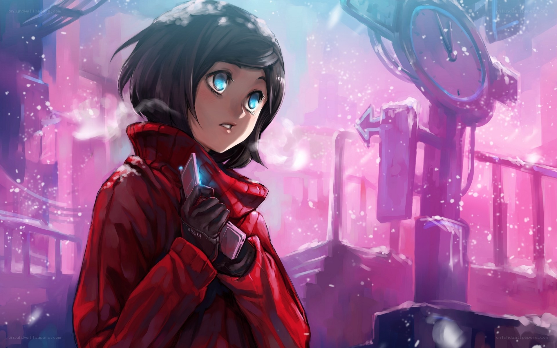 Anime girl in red coat