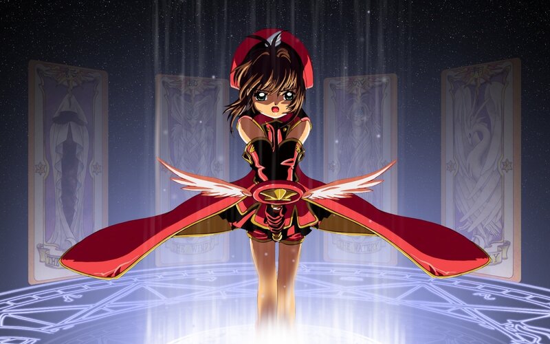 Anime Girl in Red Costume — Dramatic