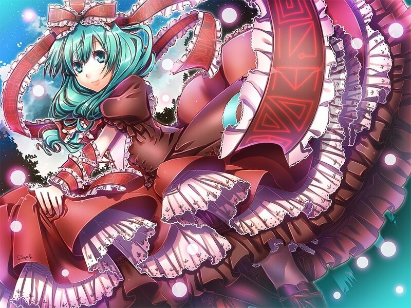 Anime girl in red dress
