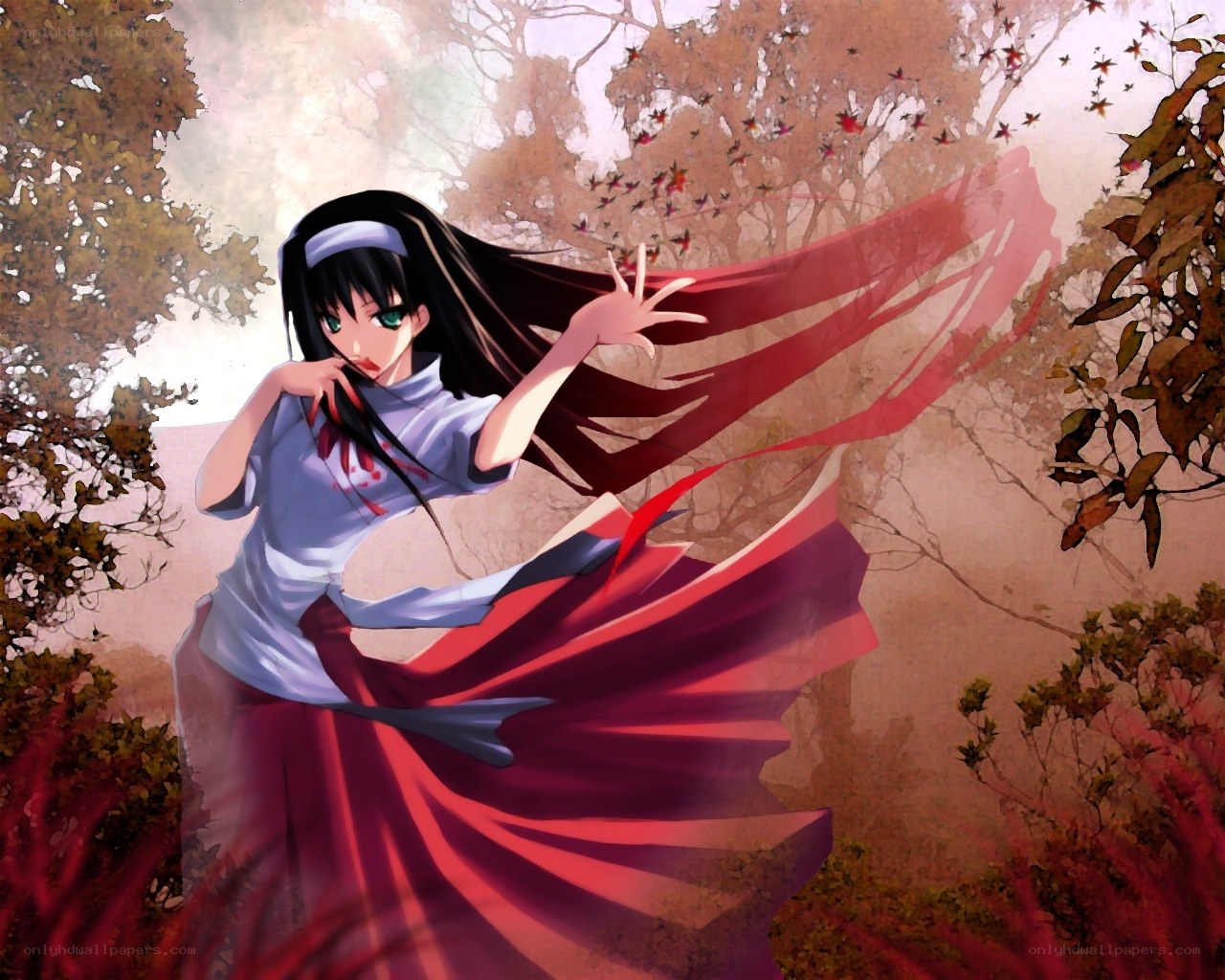Anime girl in red dress