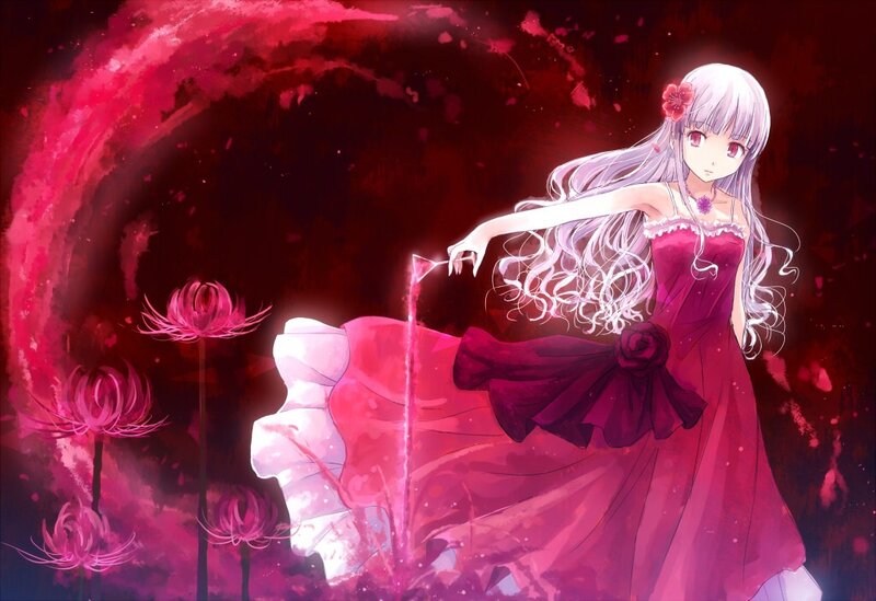 anime girl in red dress