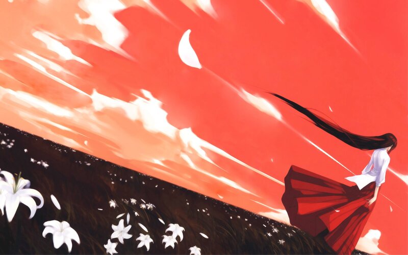 Anime girl in red dress