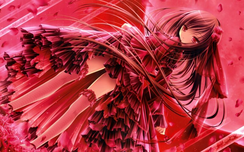 anime girl in red dress