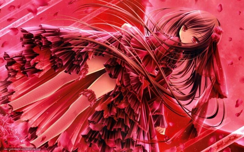 anime girl in red dress