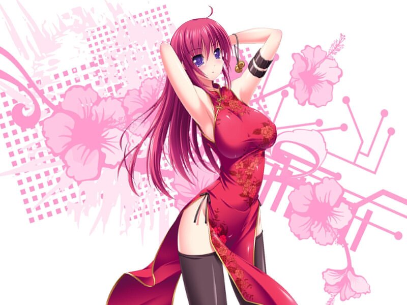 anime girl in red dress