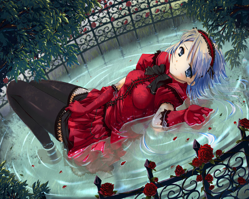 anime girl in red dress