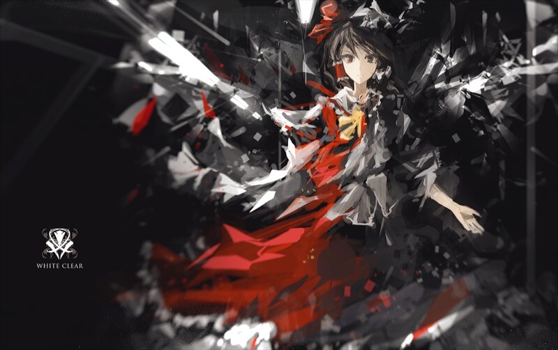 Anime Girl in Red Dress — Black, Dramatic, Digital Art