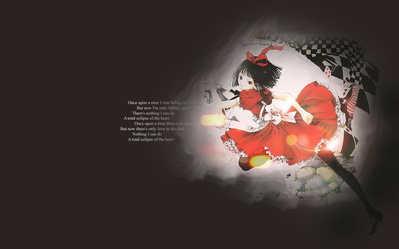 Anime Girl in Red Dress — Black, Dramatic, Manga