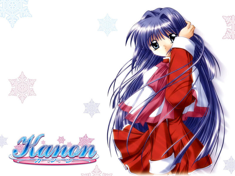 Anime Girl in Red Dress — Blue, Calm, Winter