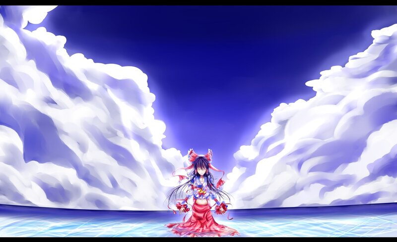 Anime Girl in Red Dress — Blue, Dramatic, Night