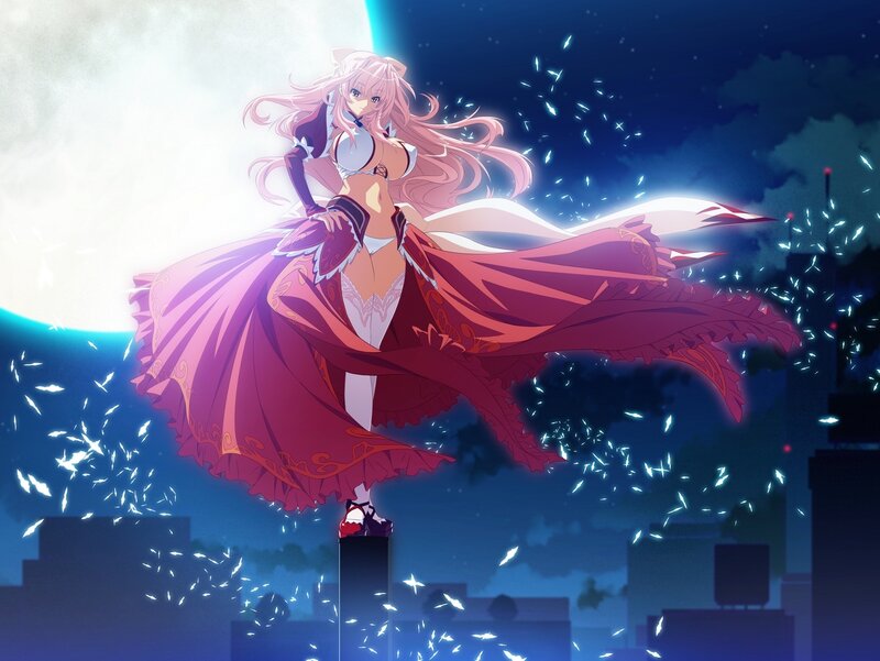 Anime Girl in Red Dress — Blue, Dramatic