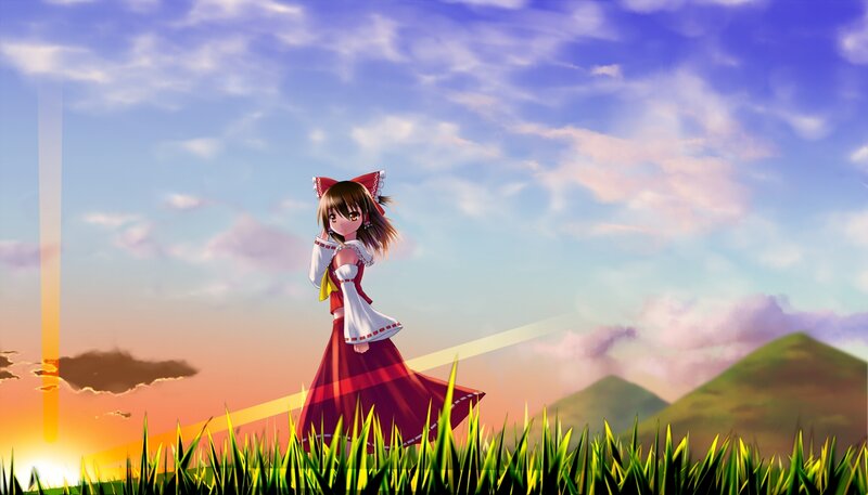 Anime Girl in Red Dress — Blue, Serene