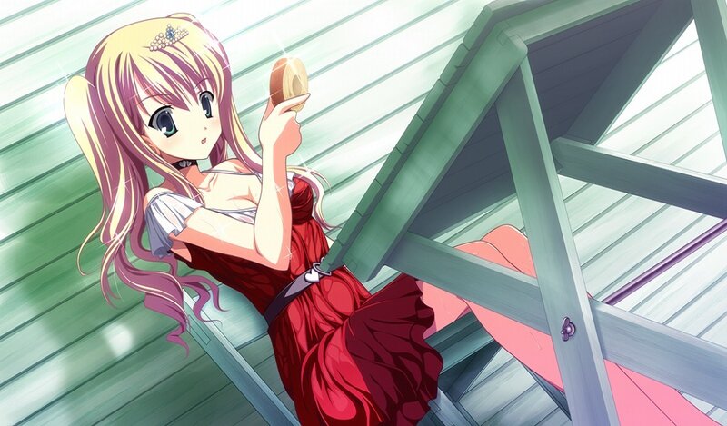 Anime Girl in Red Dress — Calm, Ladder