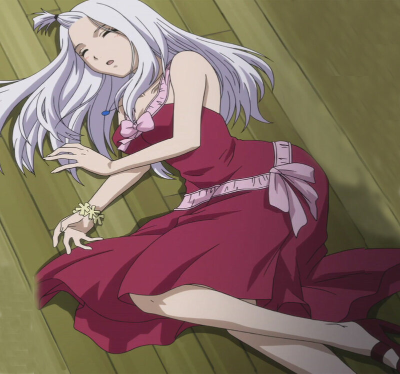 Anime Girl in Red Dress — Calm, Long White Hair