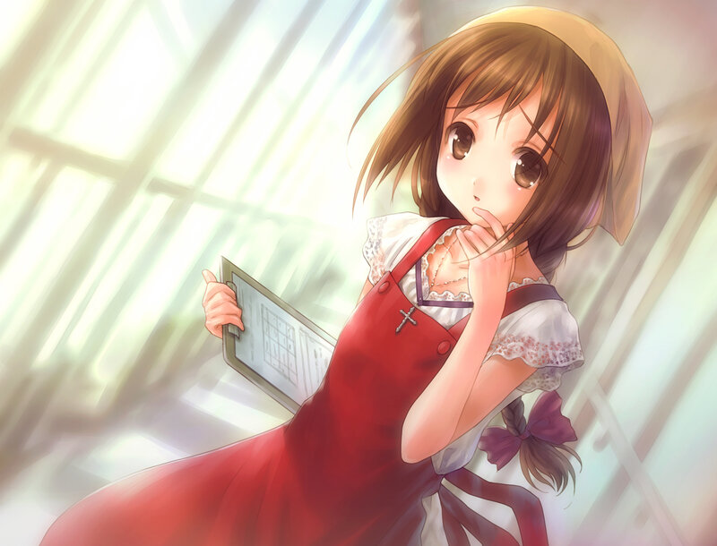 Anime Girl in Red Dress — Calm, Morning