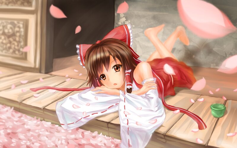 Anime Girl in Red Dress — Calm, Spring, Digital Art