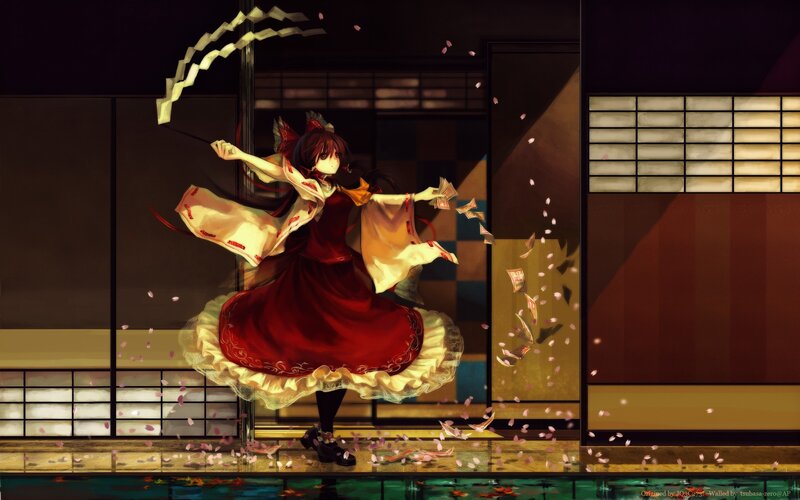 Anime girl in red dress dancing