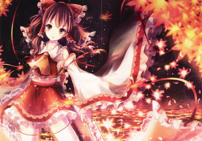 Anime Girl in Red Dress — Dramatic, Autumn, Fallen Leaves