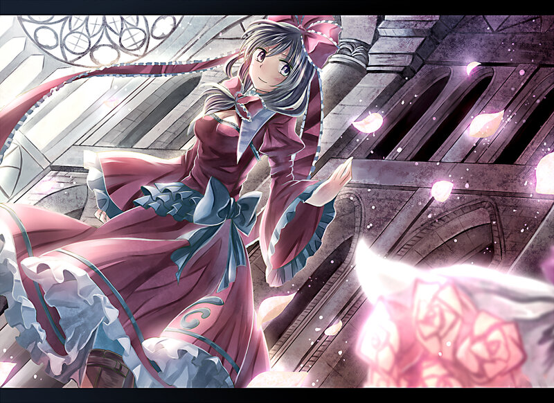 Anime Girl in Red Dress — Dramatic, Castle