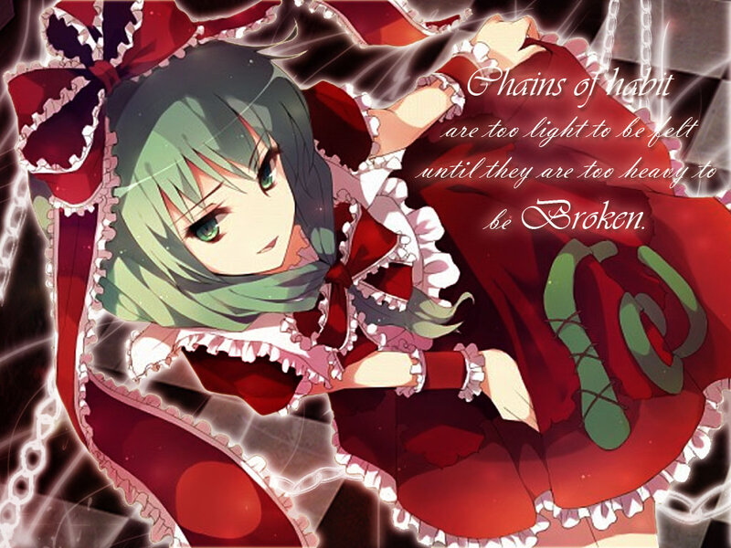 Anime Girl in Red Dress — Dramatic, Chains