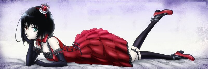Anime Girl in Red Dress — Dramatic, Crown