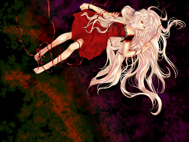 Anime Girl in Red Dress — Dramatic, Digital Art, Long Hair
