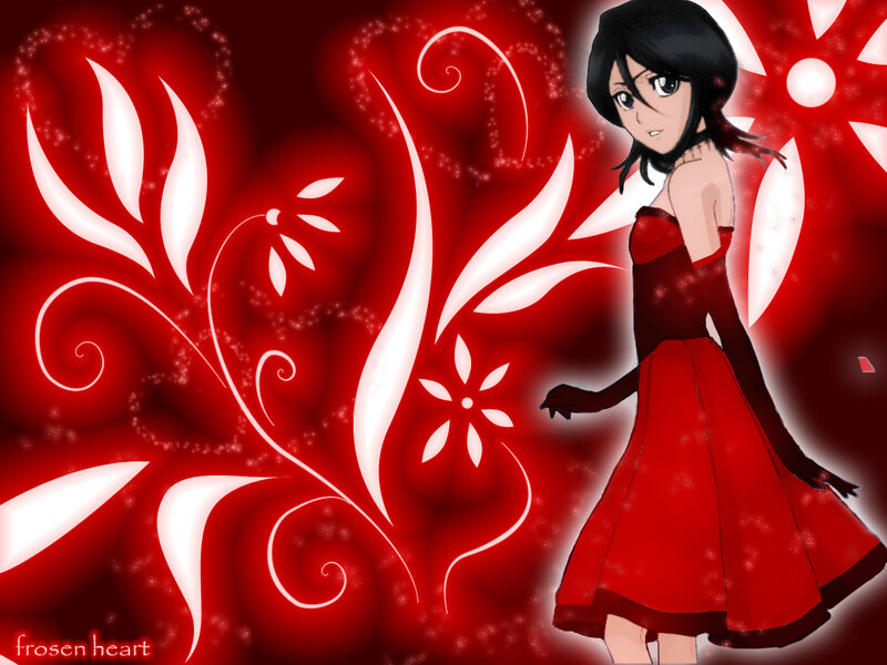 Anime Girl in Red Dress — Dramatic, Digital Art
