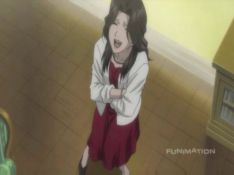 Anime Girl in Red Dress — Dramatic, Floor
