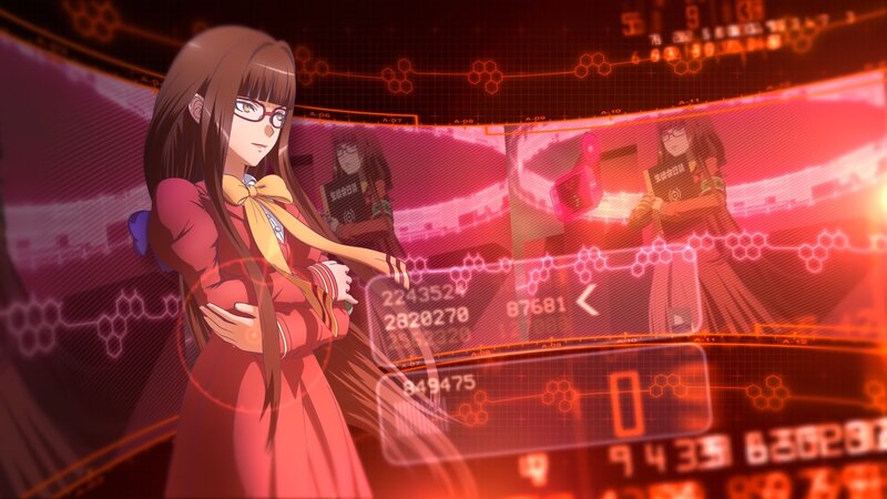Anime Girl in Red Dress — Dramatic, Glasses