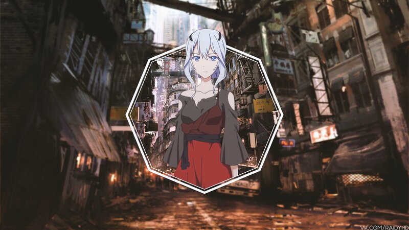 Anime Girl in Red Dress — Dramatic, Night, City Alley