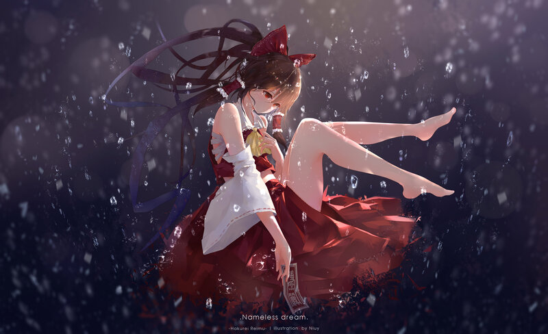 Anime Girl in Red Dress — Dramatic, Night, Digital Art, Rain