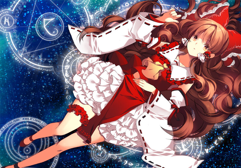 Anime Girl in Red Dress — Dramatic, Night, Magic Circles