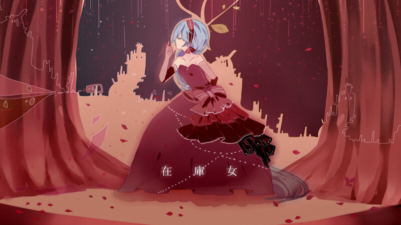 Anime Girl in Red Dress — Dramatic, Night