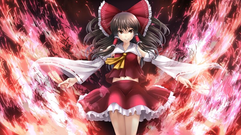 Anime Girl in Red Dress — Dramatic, Red Bow, Long Hair