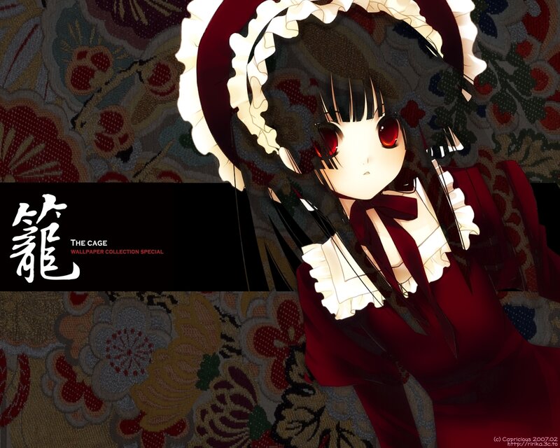 Anime Girl in Red Dress — Dramatic, Red Eyes, Ruffled Collar