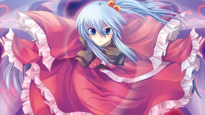 Anime Girl in Red Dress — Dramatic, Silver Hair