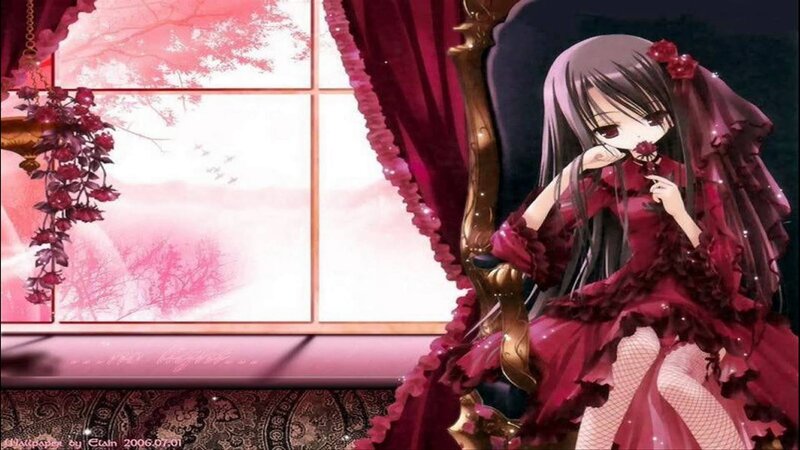 Anime Girl in Red Dress — Dramatic, Spring
