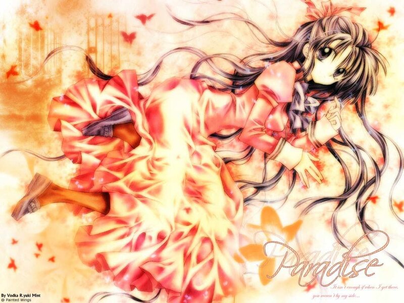 Anime Girl in Red Dress — Dreamy, Autumn