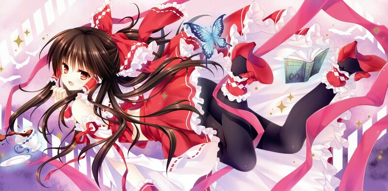 Anime Girl in Red Dress — Dreamy, Butterfly