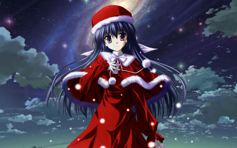 Anime Girl in Red Dress — Dreamy, Night