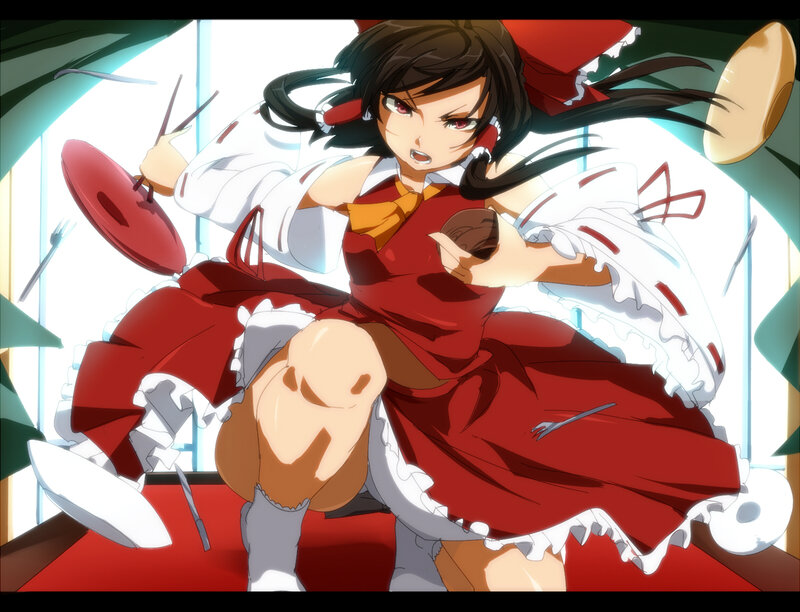Anime Girl in Red Dress — Dynamic, Chopsticks