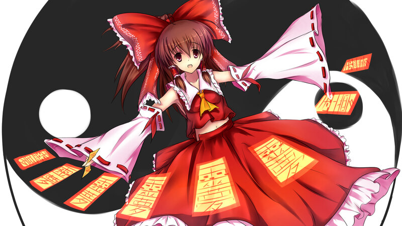 Anime Girl in Red Dress — Dynamic, Digital Art, Yin-yang Symbol