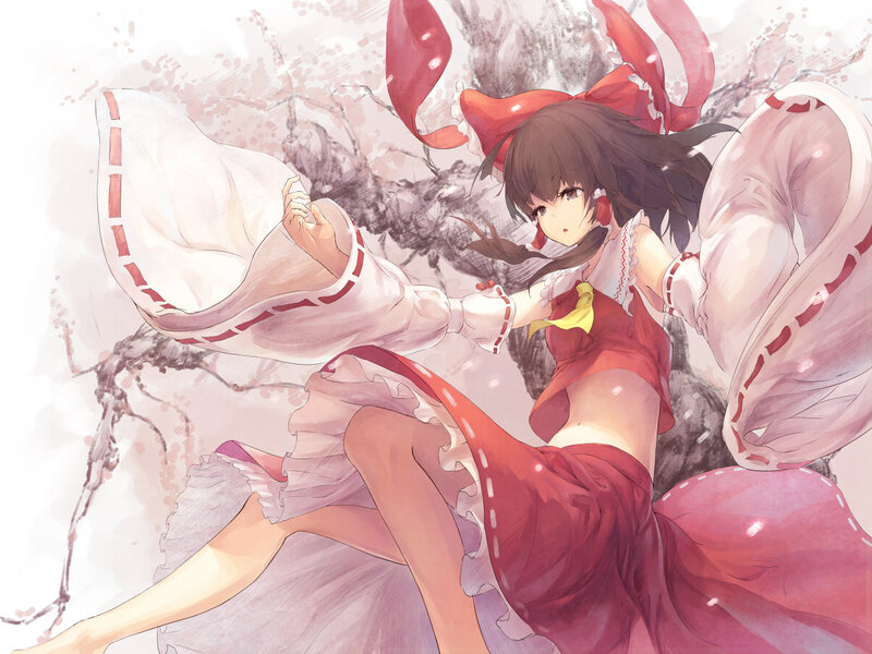 Anime Girl in Red Dress — Dynamic, Spring, Digital Art, Sakura Blossoms