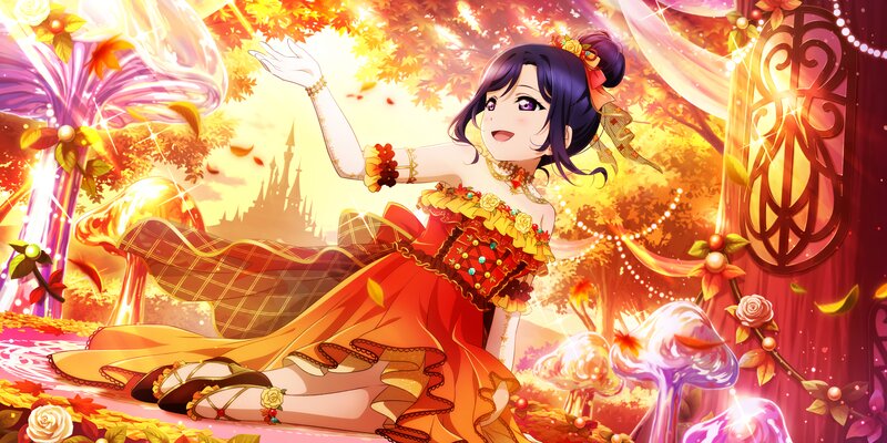 Anime Girl in Red Dress — Festive, Autumn