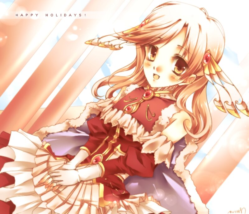 Anime Girl in Red Dress — Festive, Hair
