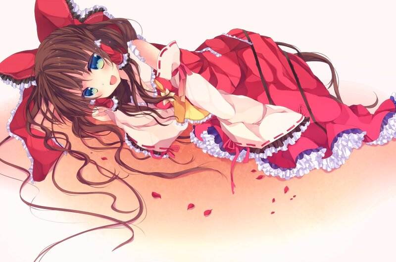 Anime Girl in Red Dress — Peaceful, Rose Petals