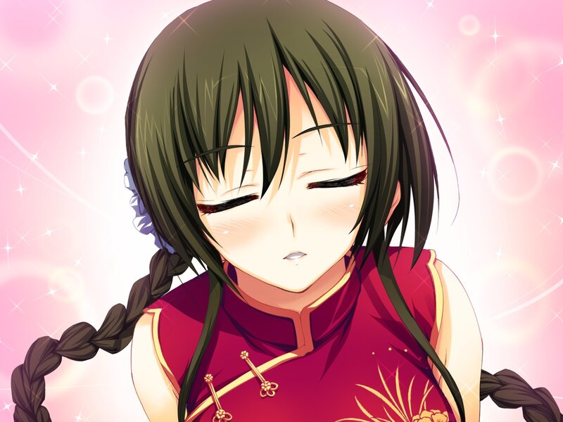 Anime Girl in Red Dress — Pink, Dreamy