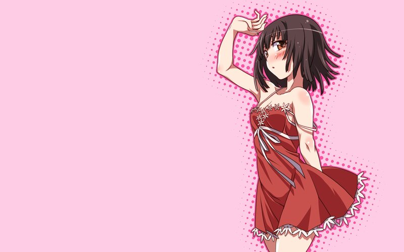 Anime Girl in Red Dress — Pink, Playful