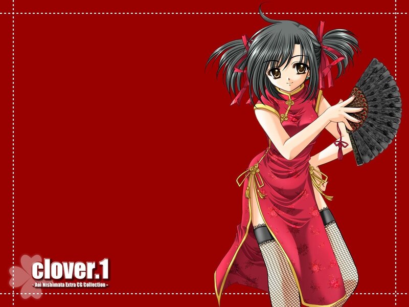 Anime Girl in Red Dress — Playful, Fan
